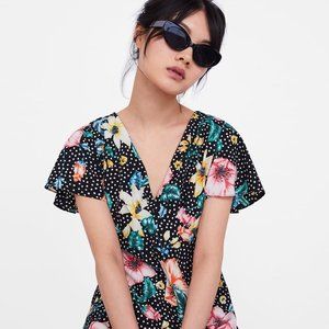 Zara Floral and Polka Dot Romper